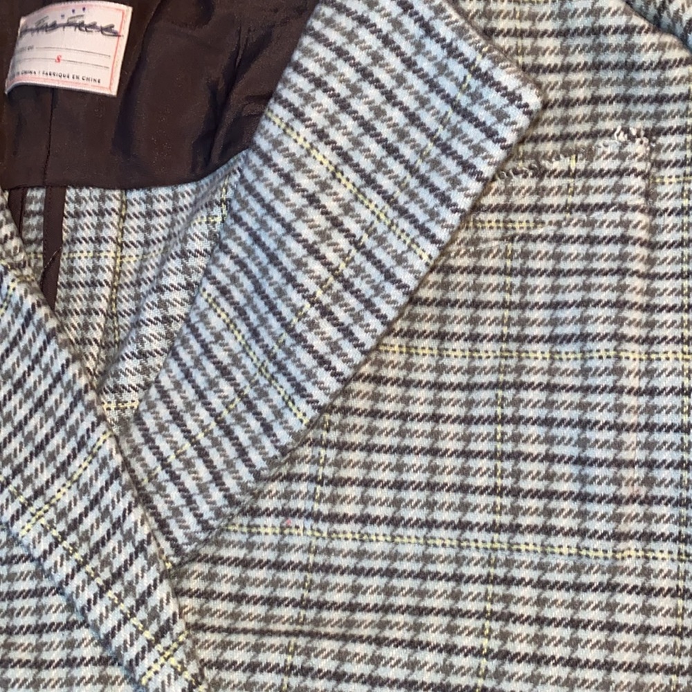 Free People WE THE FREE Liberty Duster Plaid Wool Blend Coat Size Small - Picture 8 of 9